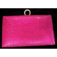 Hot Pink Rhinestone Crystal Clutch Evening Handbag With Gold Chain | Etsy (US)