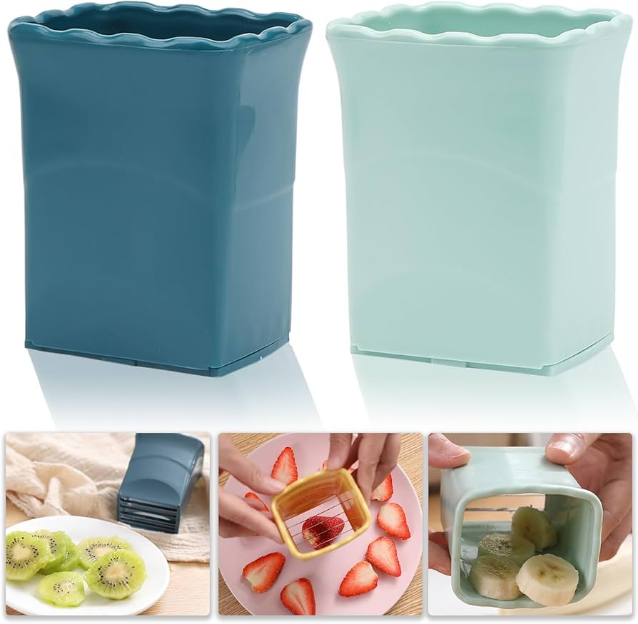 2 PCS Cup Slicer, Stainless Steel Egg Stainless, Strawberry Slicer, Mini Fruit Slicer Cup, Quickl... | Amazon (US)