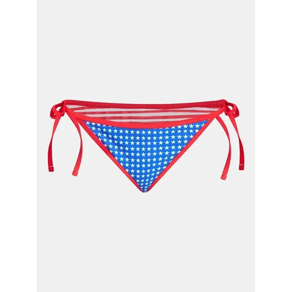 No Boundaries Stars and Stripes Low Rise String Swim Bottoms, Women's XXS-XXL | Walmart (US)