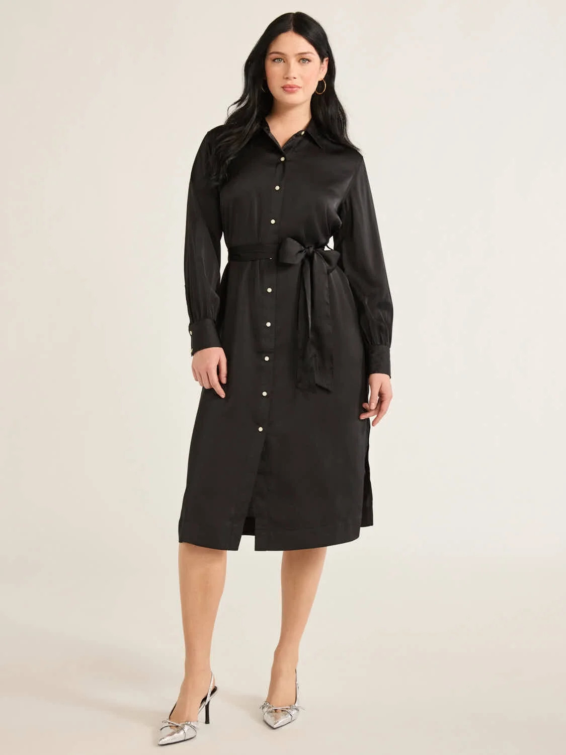 Free Assembly Women’s Belted Midi Shirtdress with Long Sleeves, Size XS-XXXL | Walmart (US)