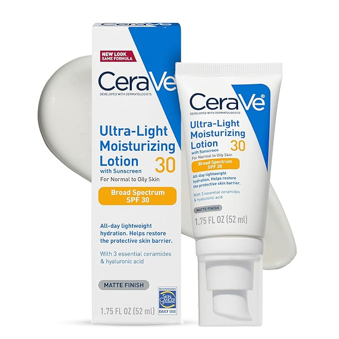 CeraVe Ultra-Light Moisturizing Lotion With SPF 30, Daily Face Moisturizer with SPF, Formulated w... | Amazon (US)