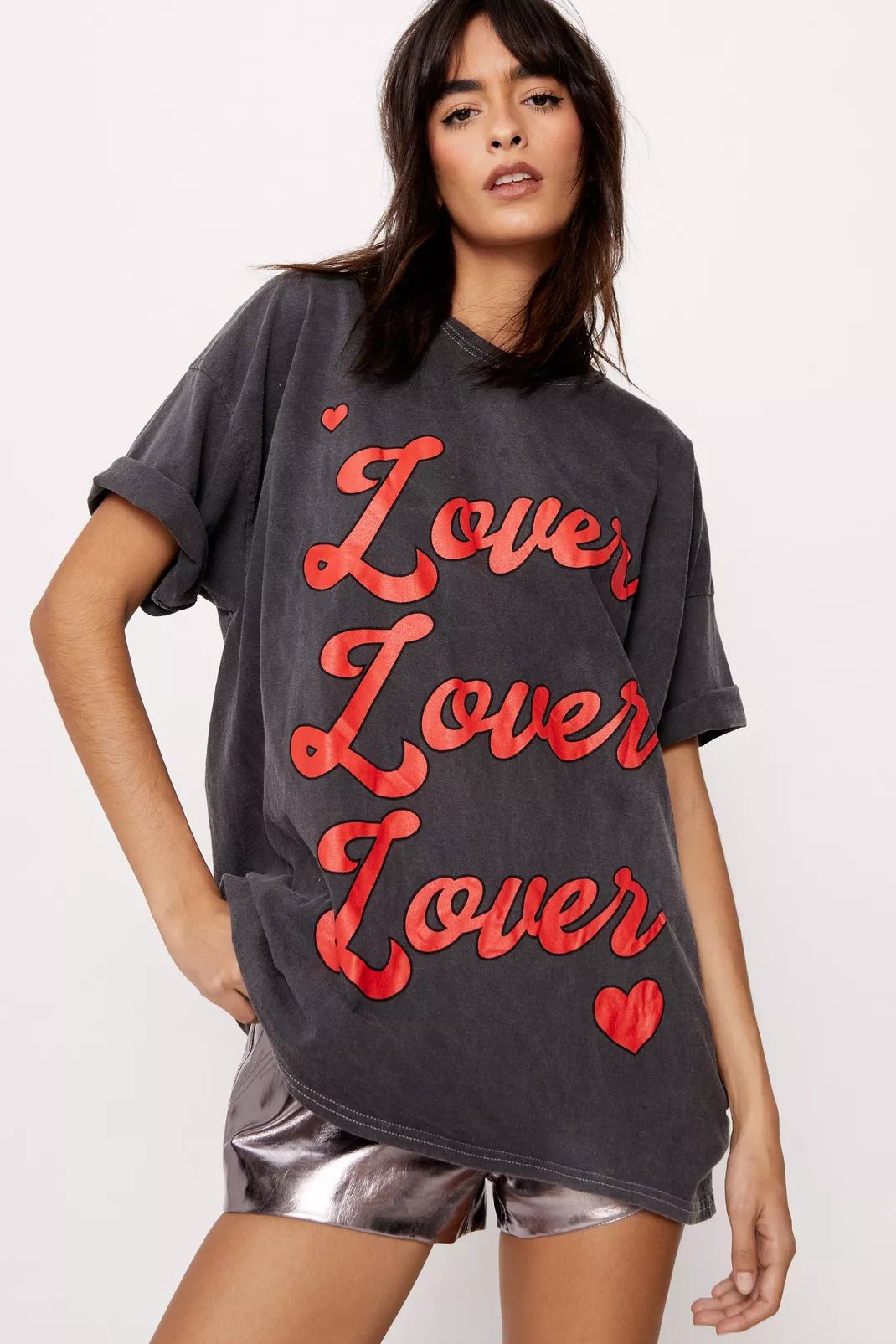 Lover Graphic Washed Oversized T-shirt | Nasty Gal US