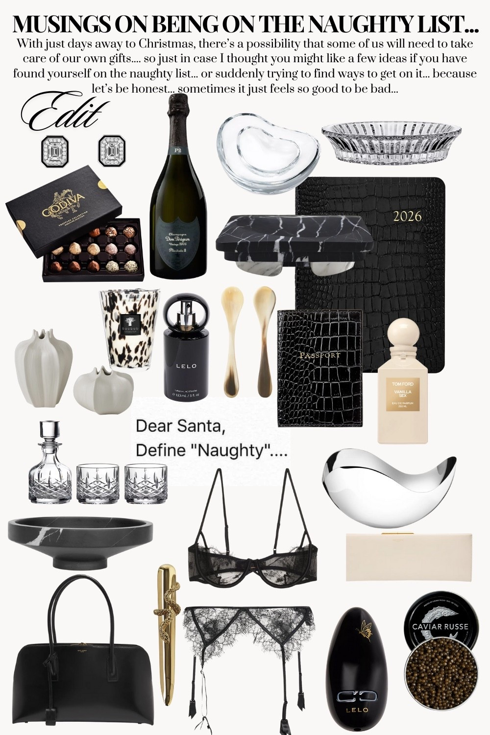 With just days away to Christmas, there’s a possibility that some of us will need to take care of our own gifts.... so just in case I thought you might like a few ideas if you have found yourself on the naughty list... or suddenly trying to find ways to get on it... because let’s be honest... sometimes it just feels so good to be bad...

#LTKHoliday #LTKSeasonal #LTKmomlife