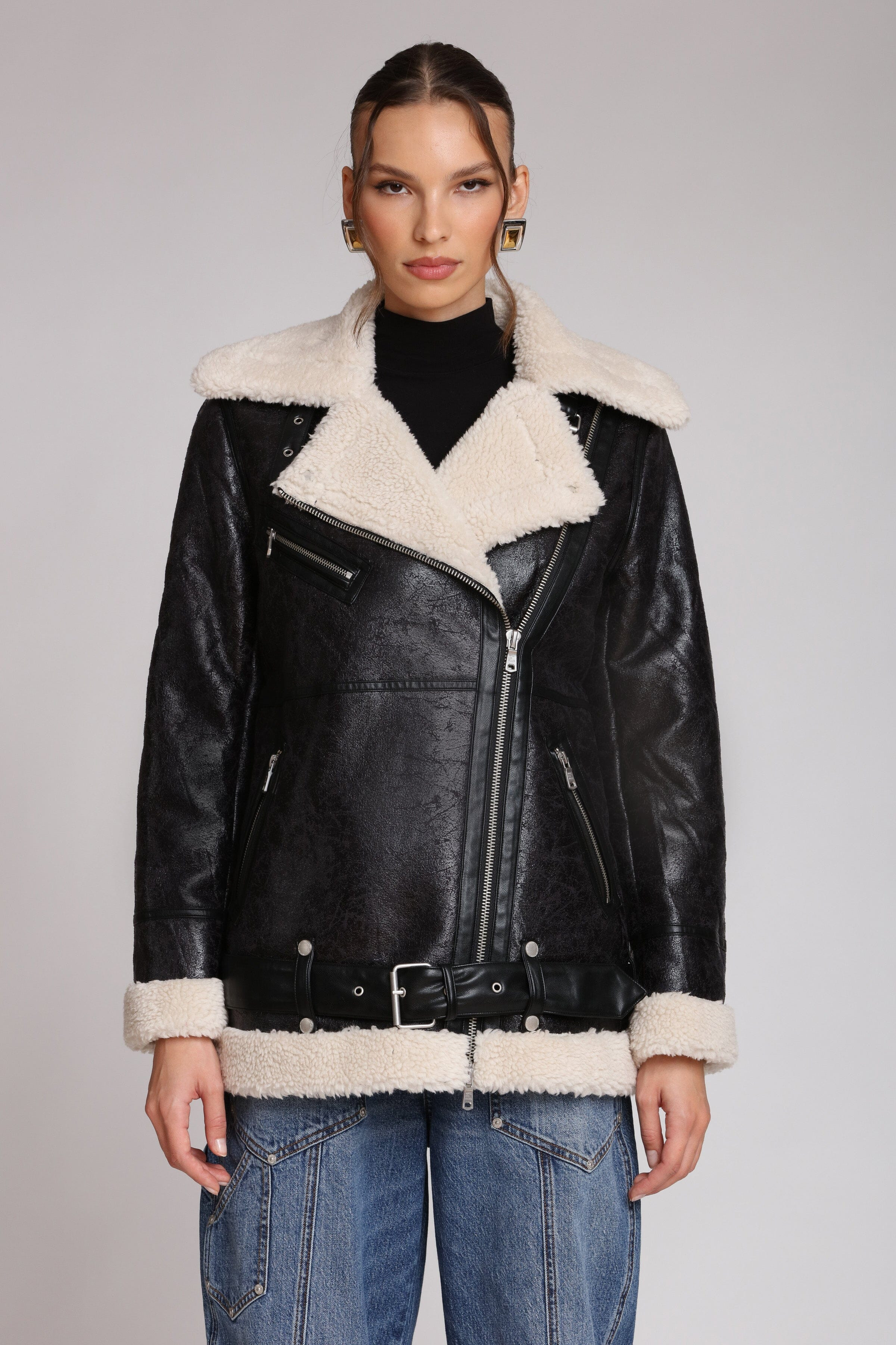 Faux Shearling Biker Coat | Avec Les Filles