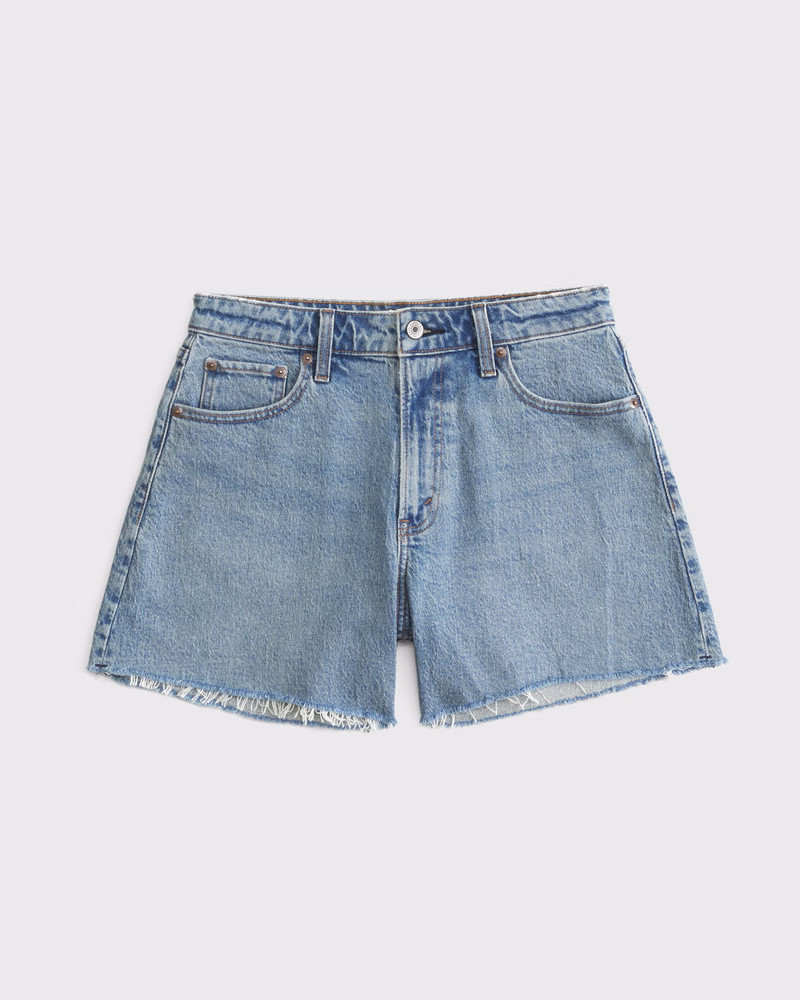 Abercrombie & Fitch Women's Curve Love High Rise Dad Short in Medium Wash - Size 30 | Abercrombie & Fitch (US)