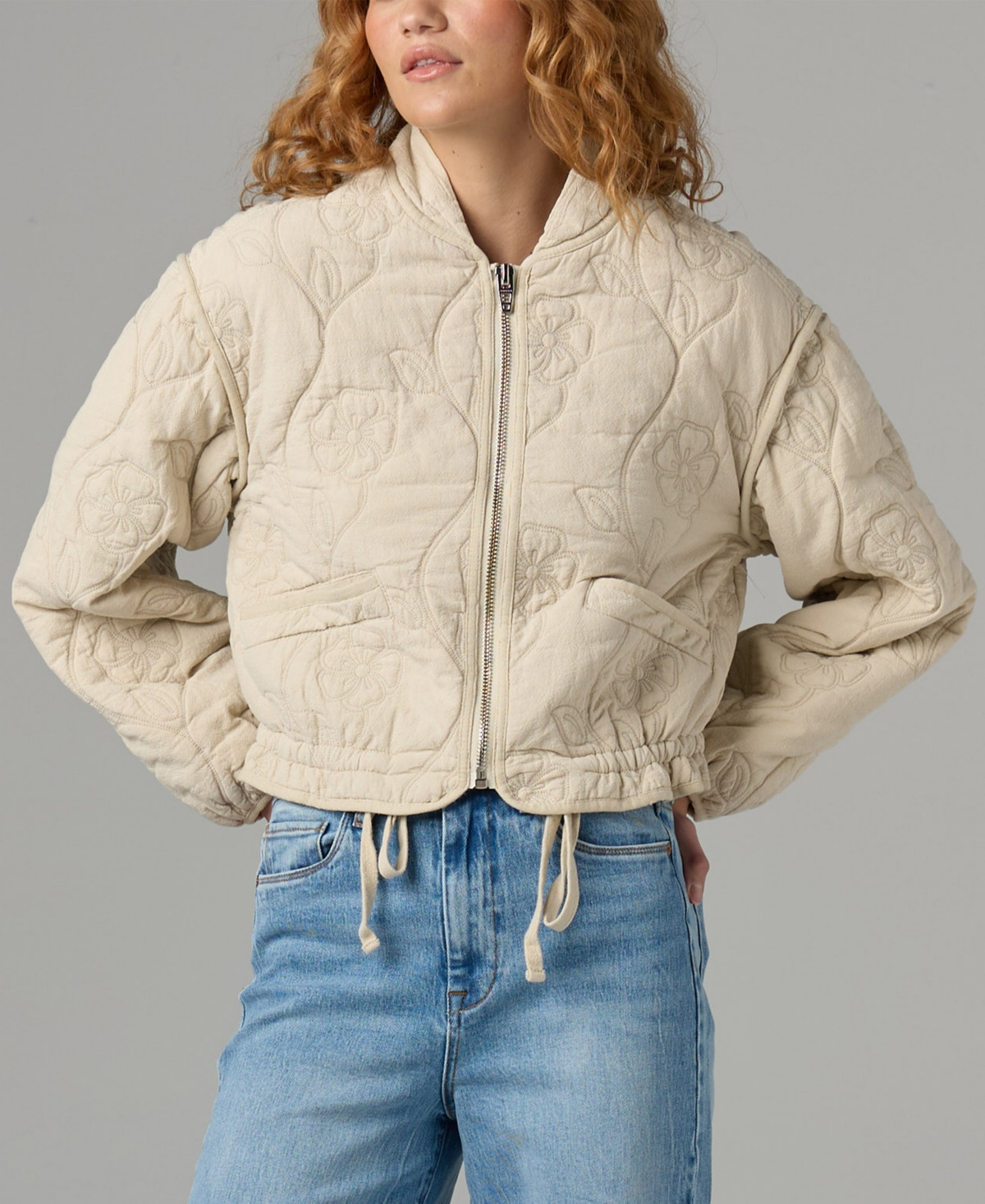Blank Nyc Women's Floral Quilted Jacket - Vanilla Ice | Macy's
