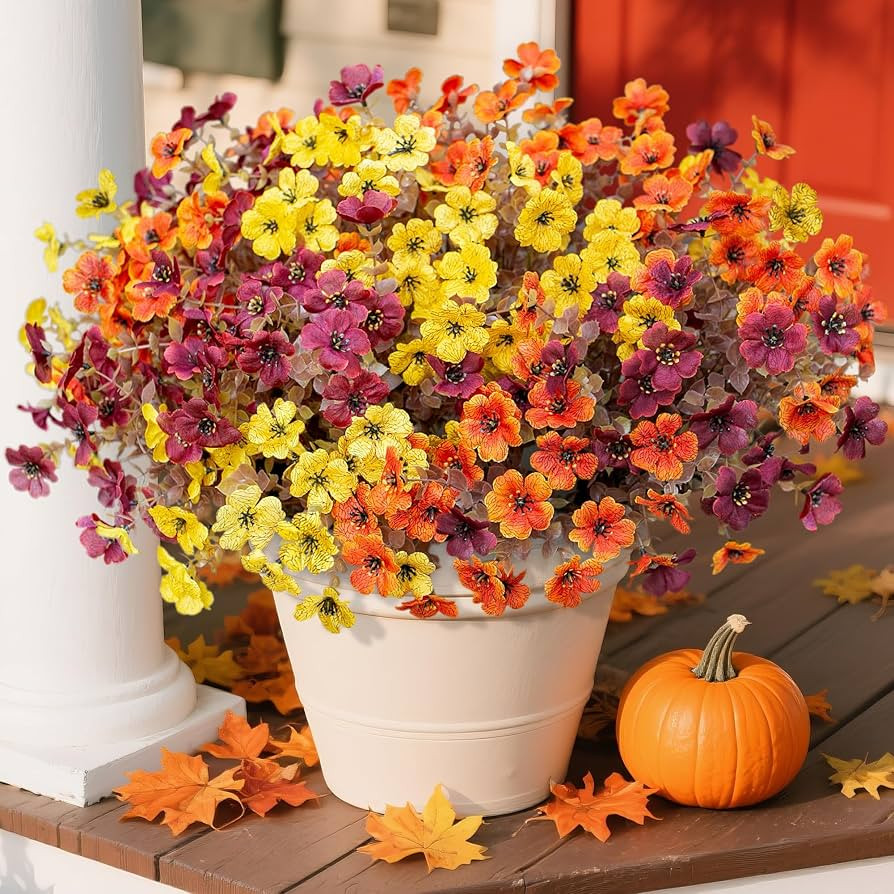 Ivydale Fall Flowers Artificial for Decoration Outdoors Fake Mums 12 Bundles Faux Planters UV Res... | Amazon (US)