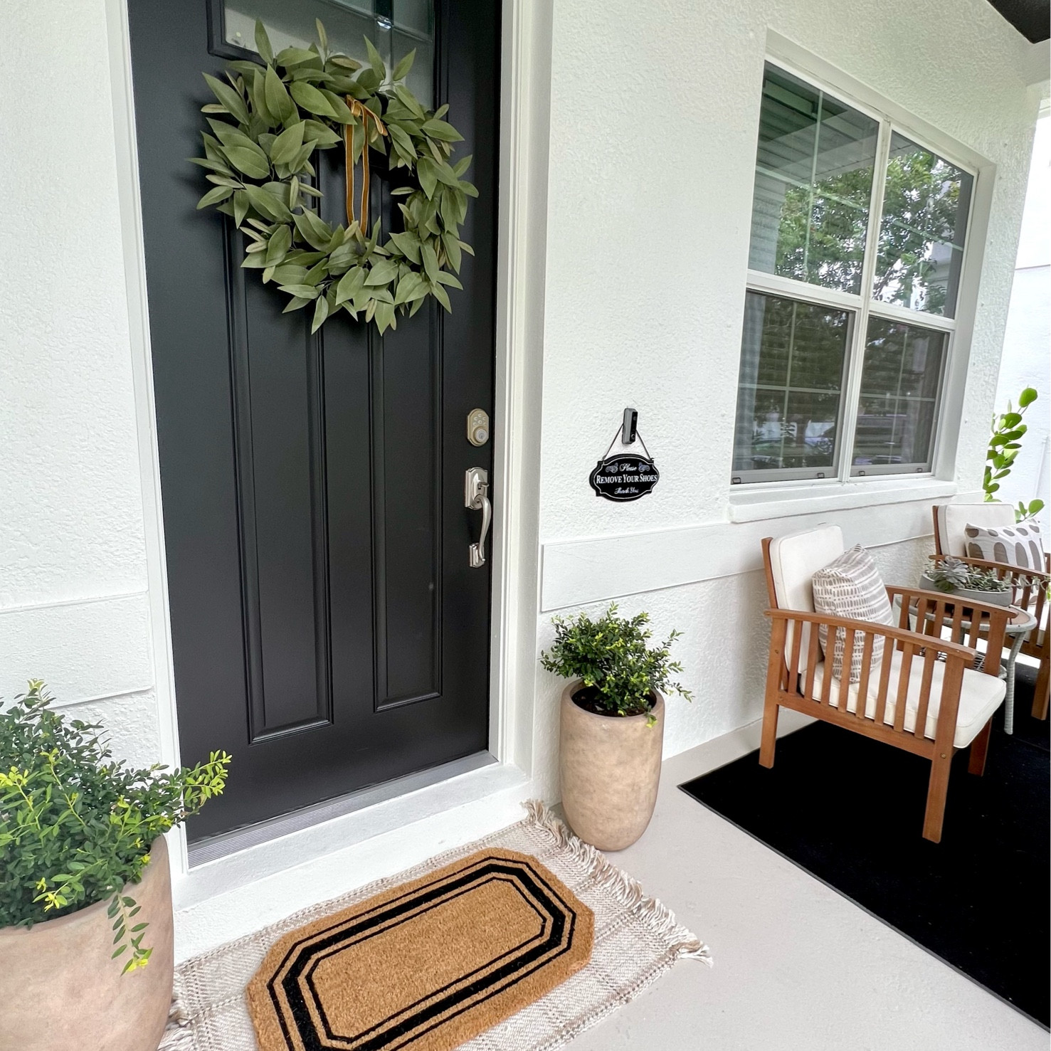 Front porch refresh! New items from Threshold x Studio McGee. 
Door mat
indoor / outdoor rug
Large wreath
Patio chair set


#LTKSeasonal #LTKhome #LTKstyletip