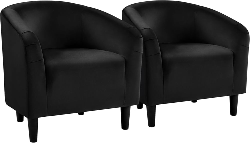 Yaheetech Black Accent Chairs Set of 2, Cozy Velvet Barrel Chair, Modern Club Chair with Soft Pad... | Amazon (US)