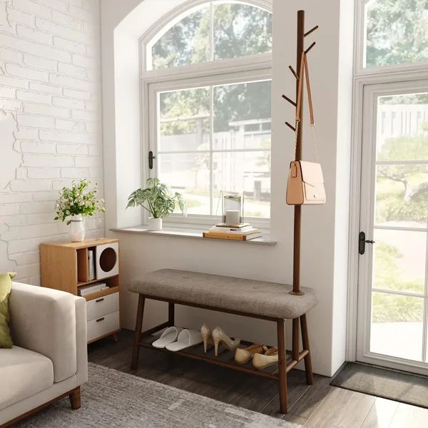 Coat Rack Shoe Bench For Entryway, Hall Tree Bench With Storage, Bamboo 3-In-1 Design | Wayfair Professional