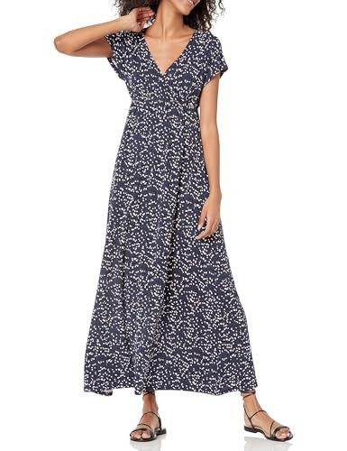 Amazon Essentials Women's Waisted Maxi Dress (Available in Plus Size), Navy Pink Abstract Animal, Medium | Amazon (US)