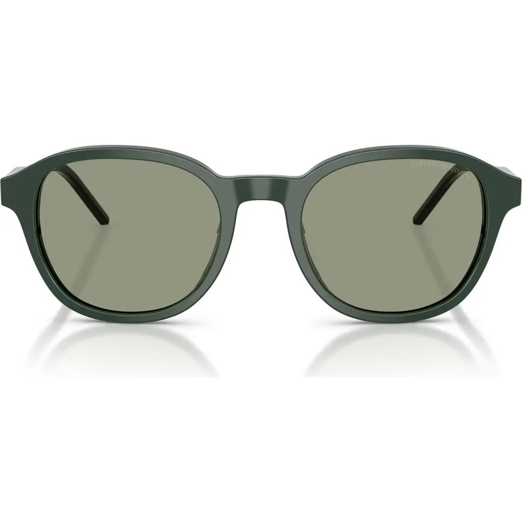 Emporio Armani 51mm Pillow Sunglasses in Shiny Green /Green at Nordstrom | Nordstrom