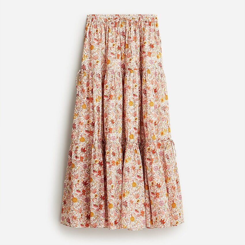 Tiered organic cotton maxi skirt in Liberty® Garden of Life print | J. Crew US