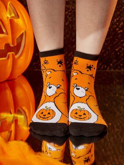 Betty Boop x SHEIN 2 Pairs Soft & Breathable Moisture-Wicking Casual Ankle Socks With Bat Pattern... | SHEIN
