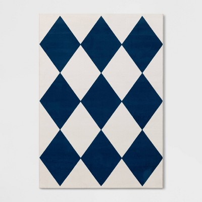 5'x7' Diamonds Dorm Area Rug Ivory/Blue - Threshold™ | Target