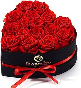Valentines Day Flowers Roses Gifts for Her,16pcs Red Forever Preserved Roses in Heart Shape Gift ... | Amazon (US)