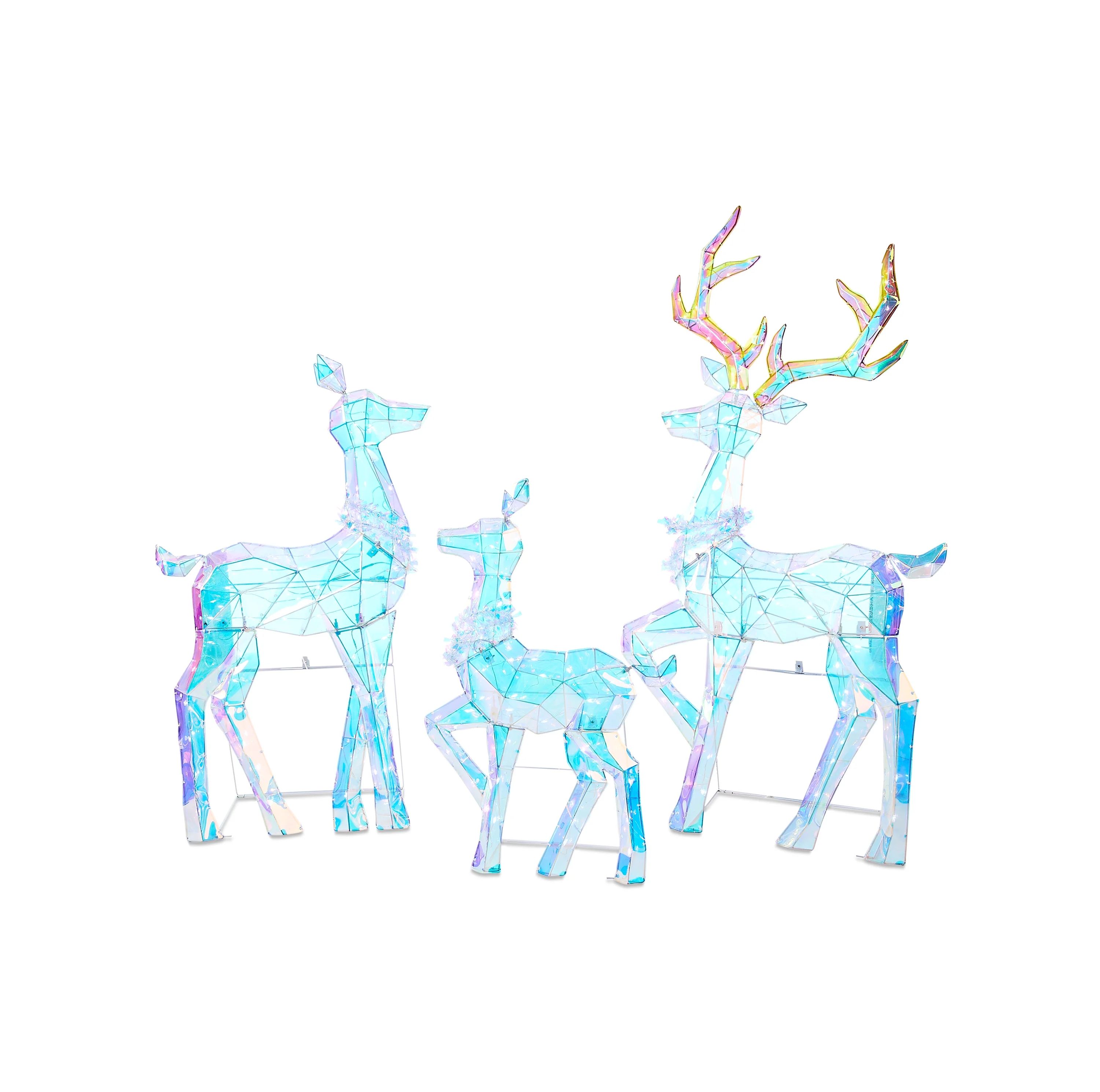 Set of 3 Light-up 2D LED Prismatic Polygon Deer Family, Holiday Time | Walmart (US)