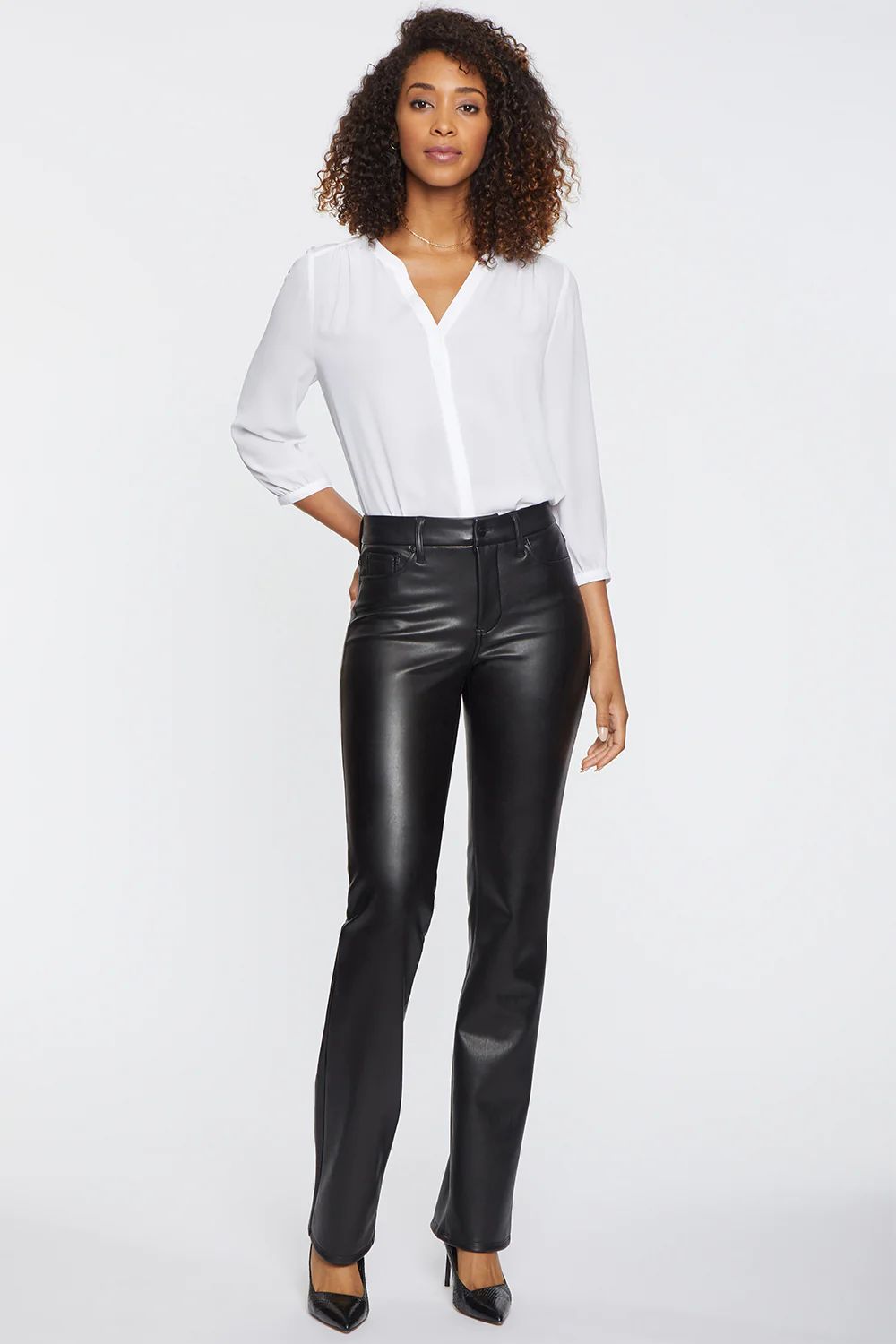 Faux Leather Marilyn Straight Pants - Black | NYDJ