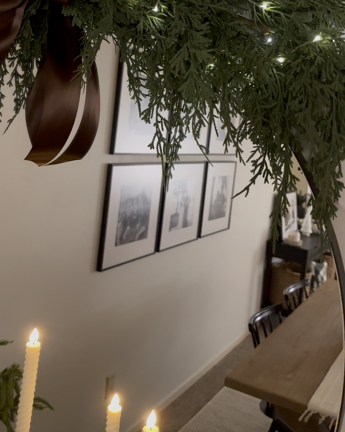 Christmas swag, greenery for mirror, mirror styling, fairy lights 

#LTKHoliday #LTKCyberWeek #LTKSeasonal