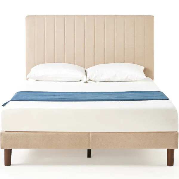 Priage by ZINUS Debi Beige Channel Stitched Platform Bed Frame - King | Bed Bath & Beyond