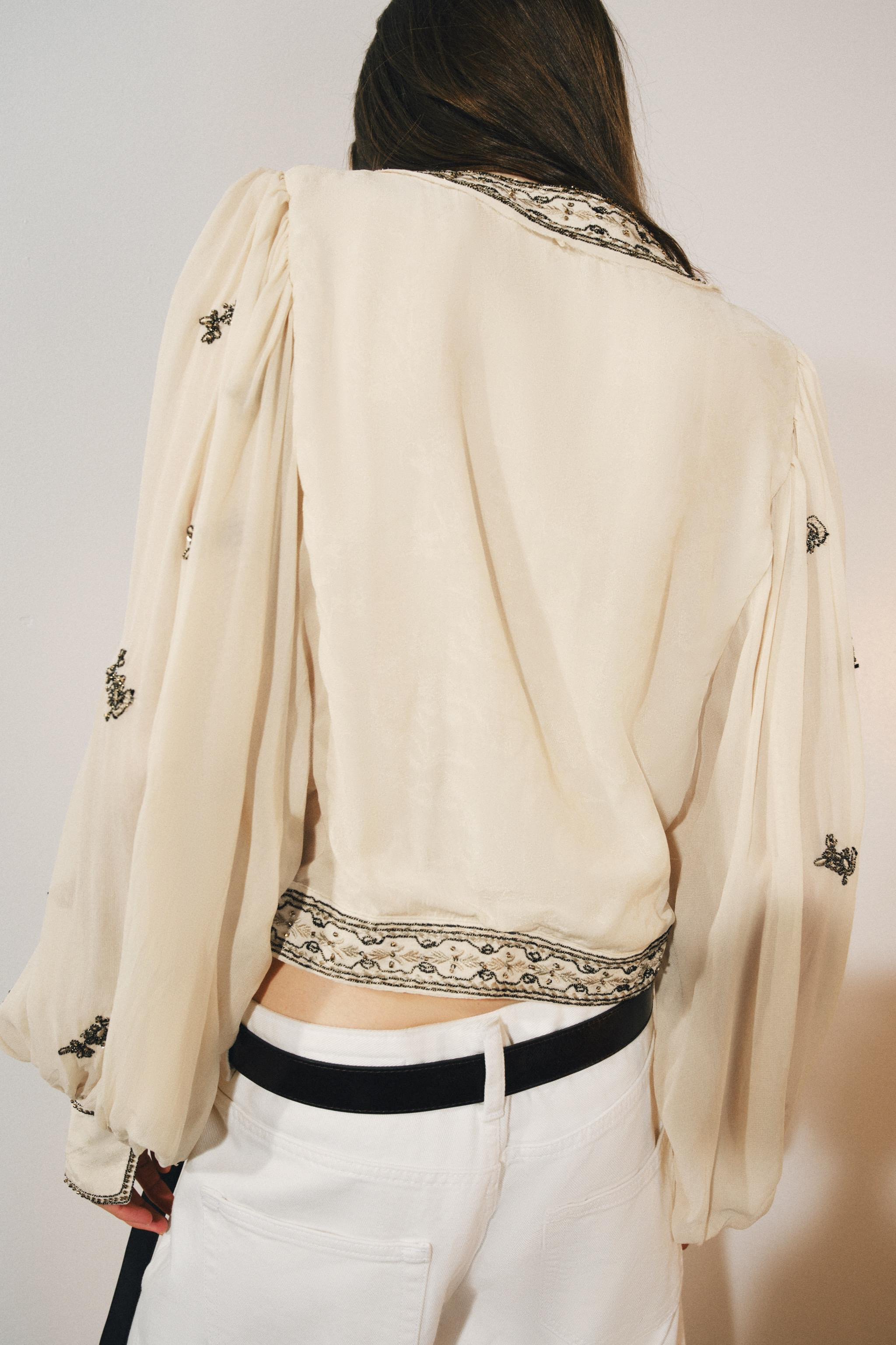 ZW COLLECTION BEADED EMBROIDERED BLOUSE | Zara UK