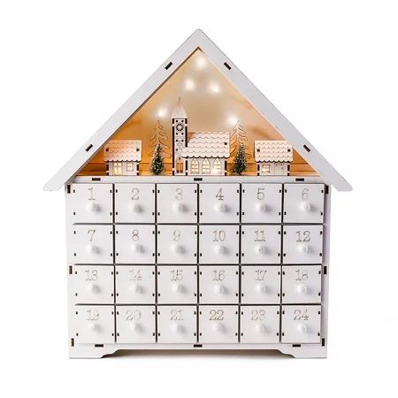 Wooden Alpine Village LED Christmas Advent Calendar with Drawers | Walmart (US)