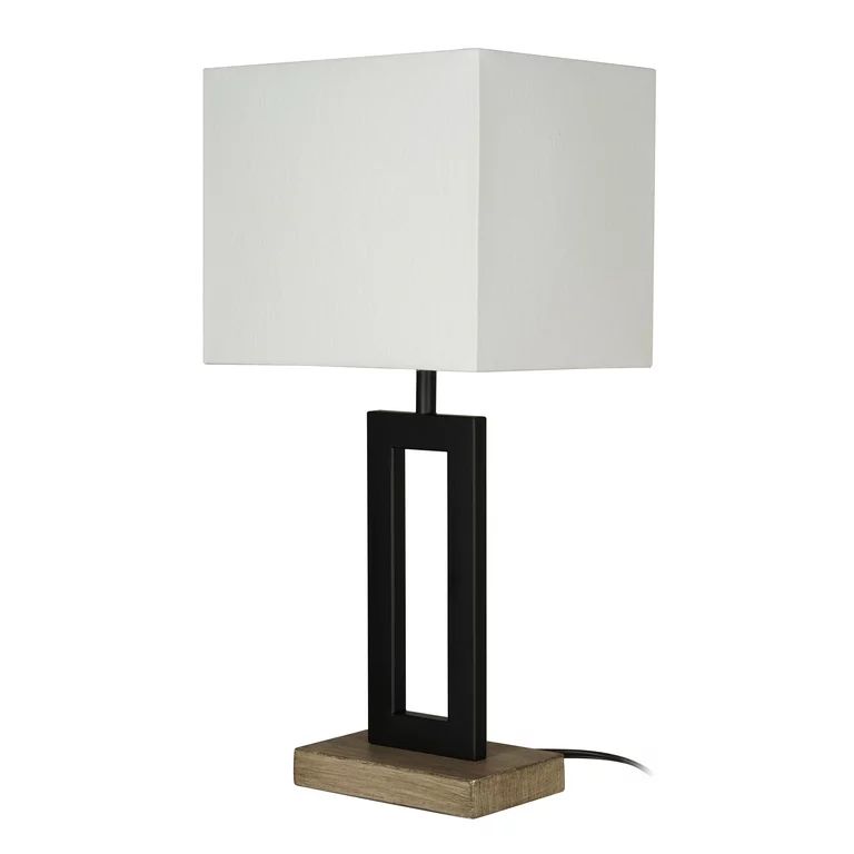 Better Homes & Gardens 18"H Metal Windowpane Table Lamp, Black Finish with Real Wood Base - Walma... | Walmart (US)