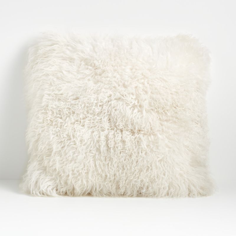 Pelliccia Ivory Mongolian Sheepskin Pillow Cover 23" + Reviews | Crate and Barrel | Crate & Barrel