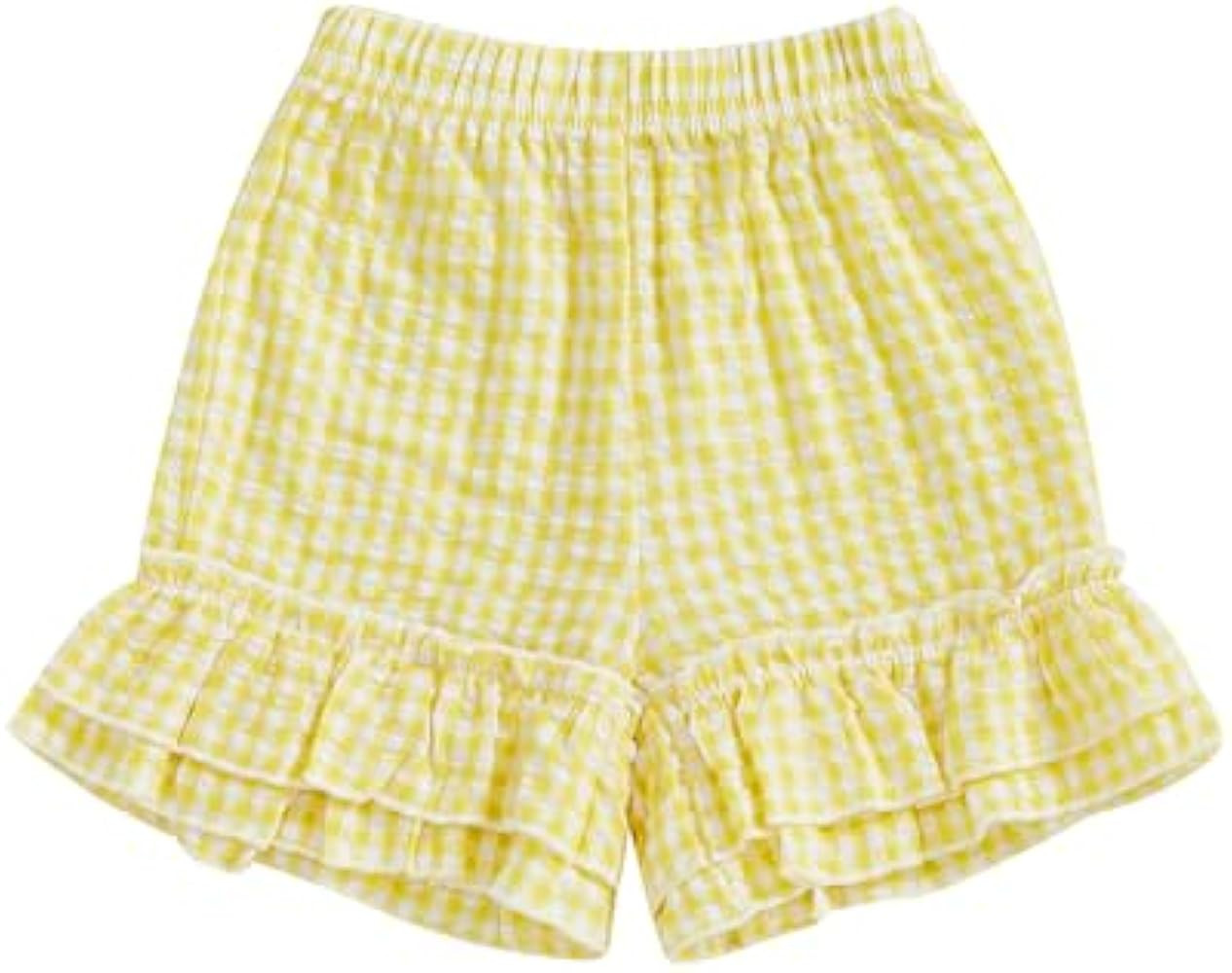 woshilaocai Toddler Girl Gingharm Shorts Summer Casual Elastic Waist Seersucker Ruffle Shorts for... | Amazon (US)