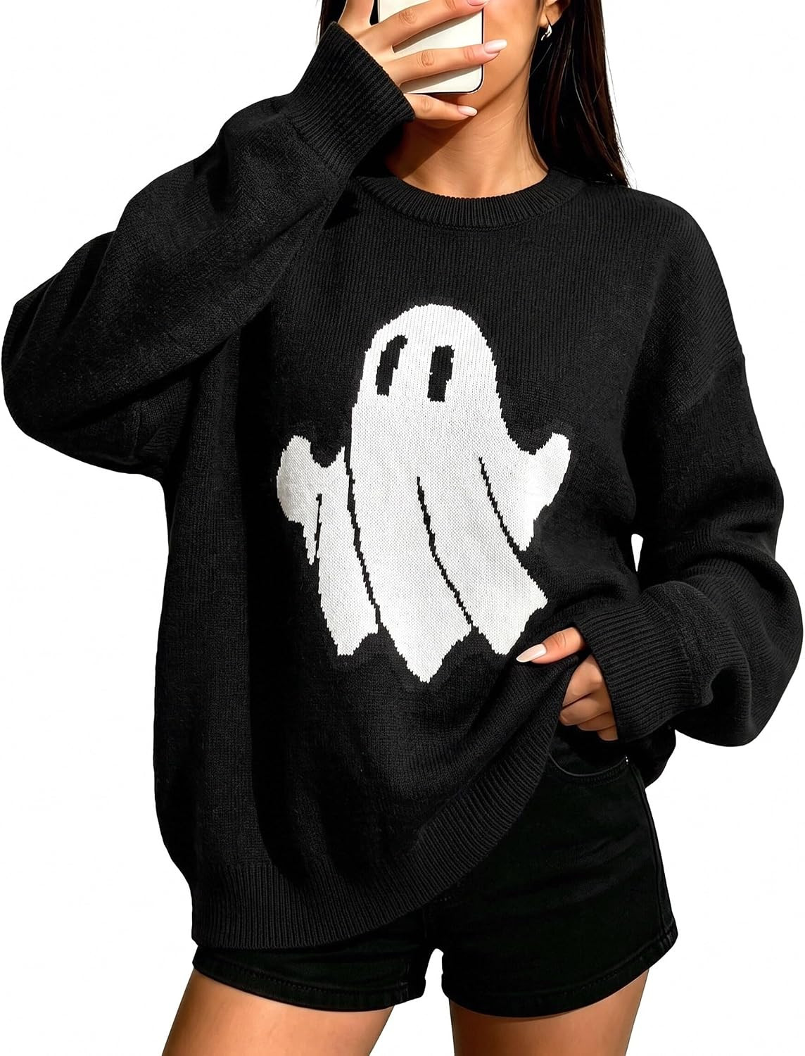Halloween Sweaters Women Ghost Pumpkin Graphic Sweatshirt Fall Knit Tops | Amazon (US)