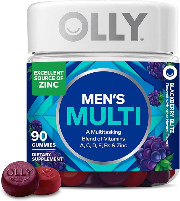 OLLY Men's Multivitamin Gummy, Vitamins A, C, D, E, B, Zinc, Blackberry Flavor, 45 Day Supply - 9... | Amazon (US)