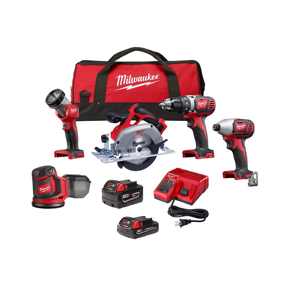 M18 18-Volt Lithium-Ion Cordless Combo Kit (5-Tool) with 2-Batteries, Charger and Tool Bag | The Home Depot