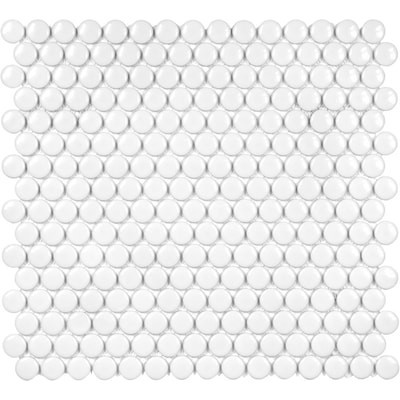 Satori Hudson Brilliant White Glossy 12-in x 12-in Glossy Porcelain Penny Round Floor and Wall Ti... | Lowe's