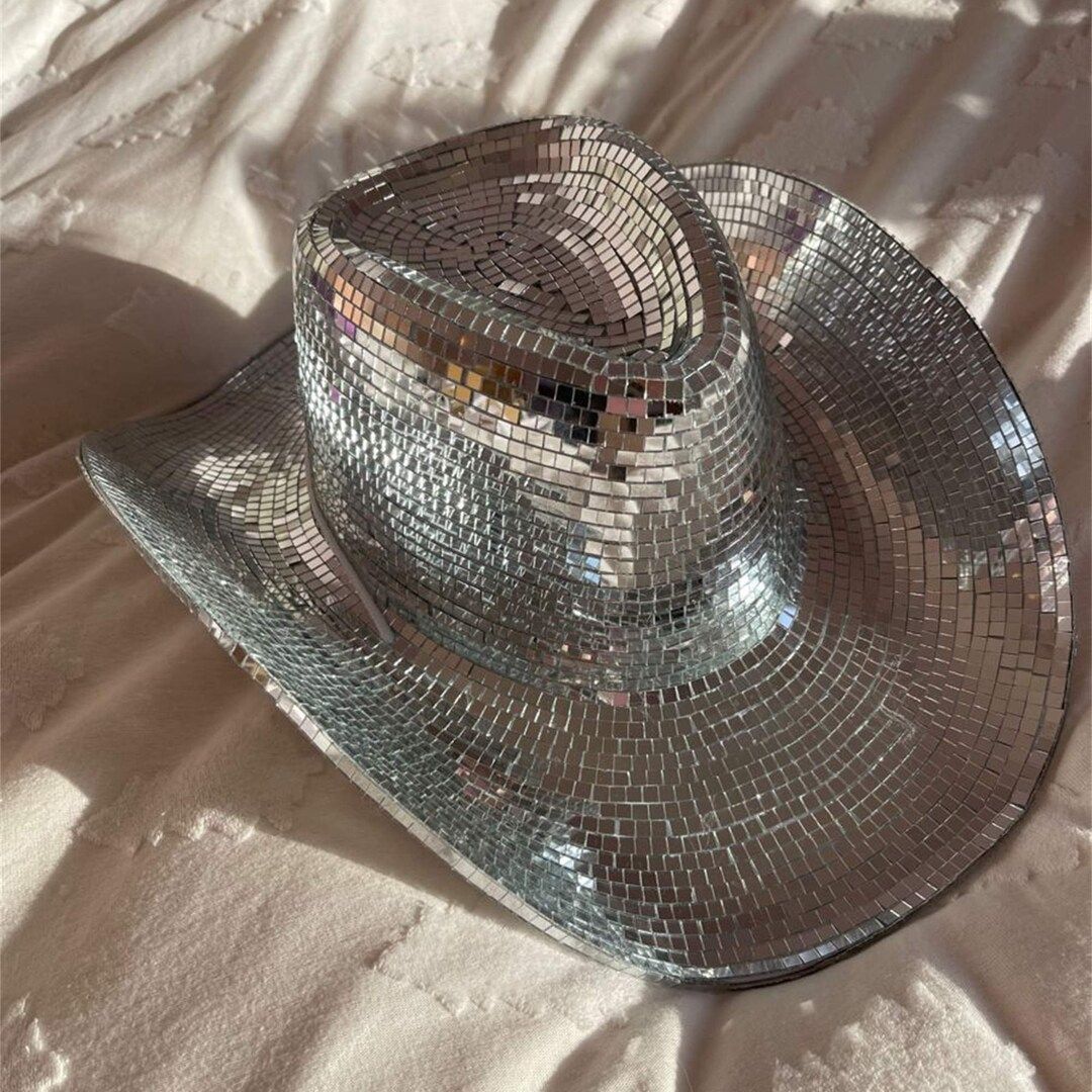 Disco Cowboy Hat,Disco Ball Hat,Bachelorette Hat,Mirror Disco Tiles,Beyonce Disco Hat,Sparkly Cow... | Etsy (US)