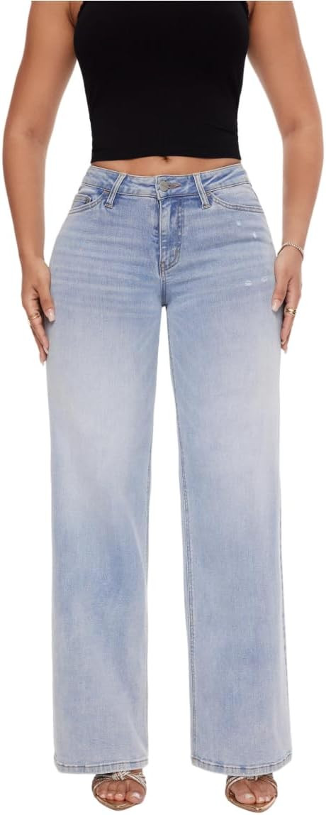 ONESO Baggy Jeans Wide Leg Distressed Pants Denim | Amazon (US)