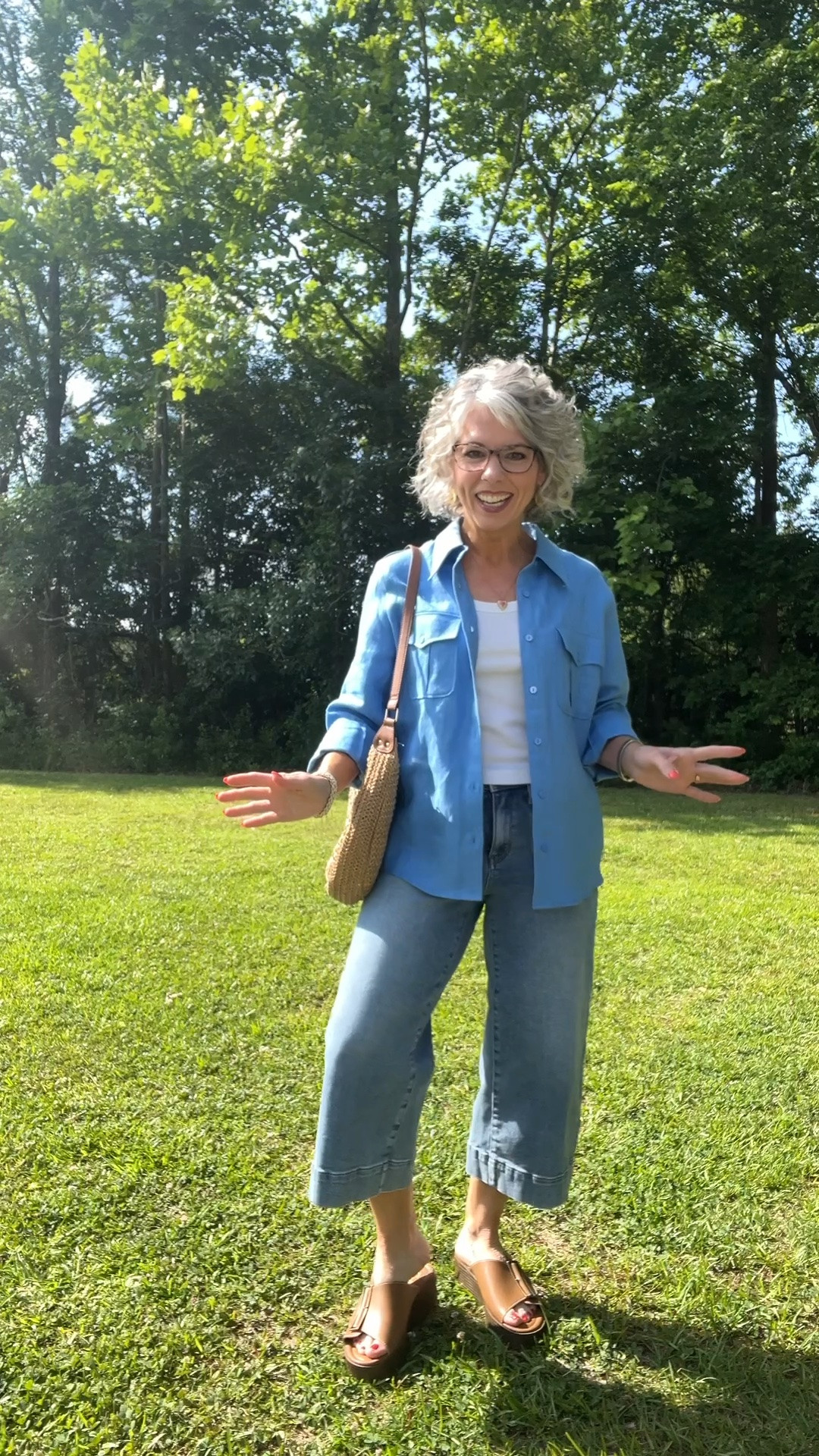 Size up in jeans!!!  
Blue shirt is from Petitestudiony.com 
Monday OOTD!  Outfit of the day you guys and I am loving this look so much, cropped ankle denim jeans from @NYDJ  a white cropped ribbed tank top from @OldNavy  a blue linen long sleeve shirt with the sleeves cuffed up from Petite Studio NYC which I cannot link but you can find it at PetiteStudioNYC.com, brown wedge sandals from @Cato and a brown straw bag from Amazon. 

#NYDJdenim #NYDJjeans #oldnavystyle #oldnavyfashion #oldnavyfinds #catofashion #catofinds #catostyle #amazonfashion #amazonfinds #amazonstyle #founditonamazon #petitestudionyc #summerstyle #summeroutfit #summerfashion #summerinspo #summervibes #summerlook #summerwear #springfashion #springoutfit #springstyle #casualoutfit #casualstyle #casualchic #effortlessstyle #effortlessfashion #ootd #ootdfashion #outfitoftheday #outfitinspo #outfitideas #realoutfitgram #todaysoutfit #getreadywithme #affordablefashion #affordablestyle #budgetfashion #womensfashion #womensstyle #petitestyle #petitefashion #petiteoutfit #petitewomen #petitegirl #petites #momstyle #momfashion #momootd #momlife #teacherstyle #teacherfashion #grandmastyle #grandmafashion #over40style #over40fashion #over40andfabulous #fashionover40 #womenover40 #womenover40style #over50style #over50fashion #fashionover50 #agelessstyle #ageisjustanumber #midlife #midlifestyle #midlifefashion #maturestyle #maturefashion #fashionblogger #fashionista #styleinspo #fashioninspo #instafashion #cuteoutfit #trending #trendingnow #fashion #style #ltkfinds #ltkunder50 #ltkover50 #ltkfashion #ltkstyle #ltksummer #ltkspring #liketoknowit #shopltk #linenshirt #strawbag #wedgesandals #croppedjeans #anklejeans #denimoutfit #linenoutfit #brownwedges #cato #catofashion #catofinds #catostyle #catooutfit #catodeals #oldnavy #oldnavystyle #oldnavyfashion #oldnavyfinds #oldnavyoutfit #oldnavypetite #petitestudionyc

#LTKSeasonal #LTKPetite #LTKOver40 #LTKootd #LTKOver40 #LTKPetite