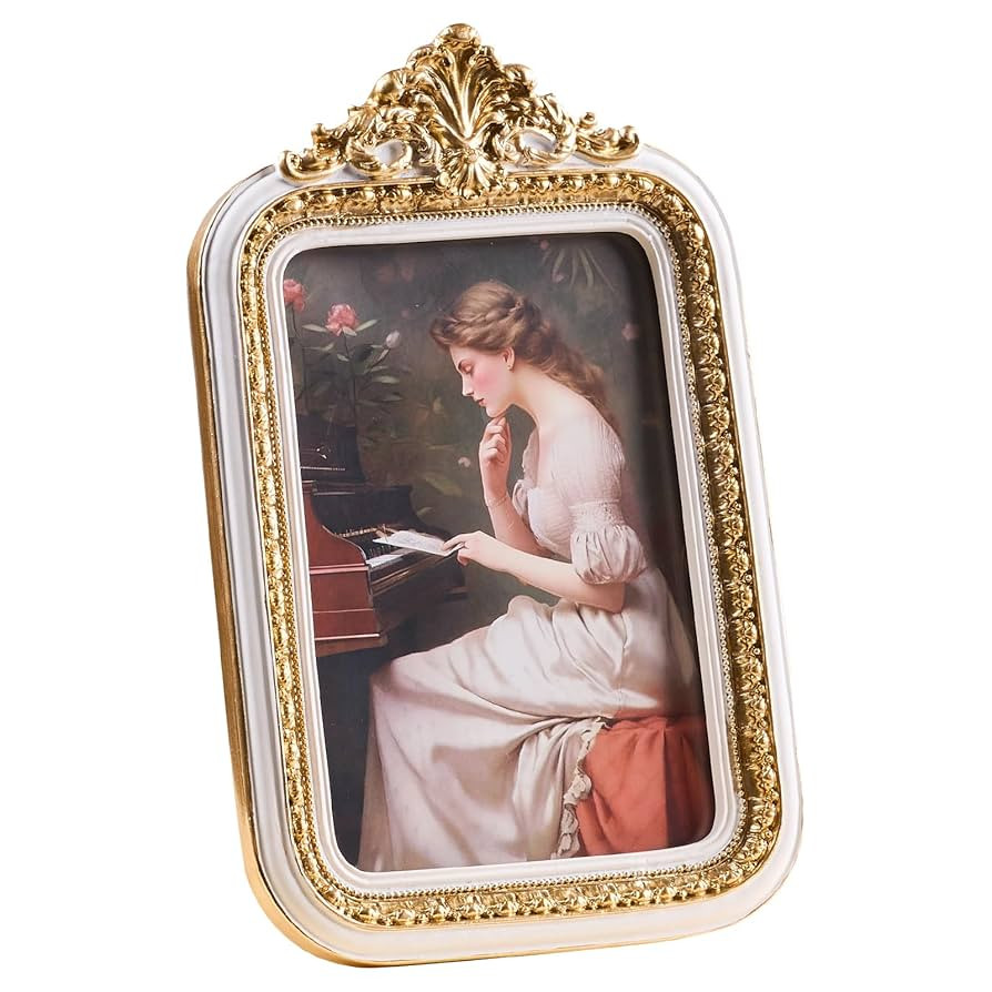 4x6 Picture Frame, Ornate Antique Photo Frame, Hand-Crafted Vintage Resin Table Frame, Hanging Fr... | Amazon (US)