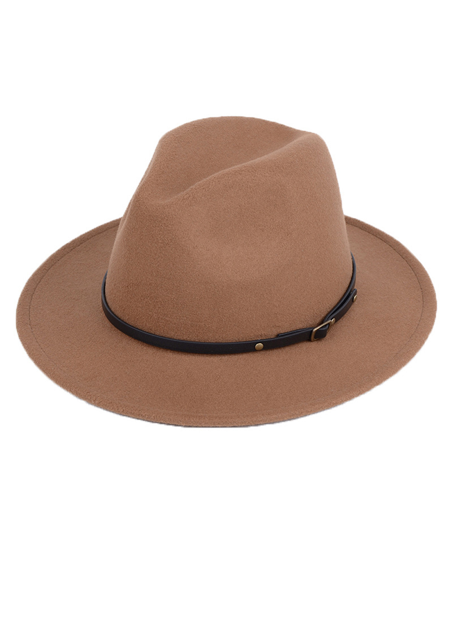 Eyicmarn Vintage Mens Womens Jazz Derby Wide Brim Fedora Hat Caps Brown | Walmart (US)