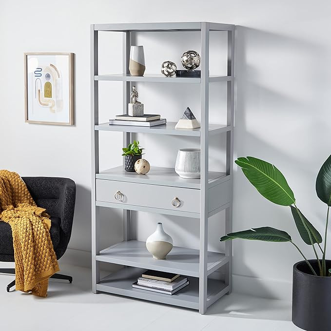 Safavieh Home Collection Johni Grey 1-Drawer 5-Shelf Etagere Bookcase | Amazon (US)