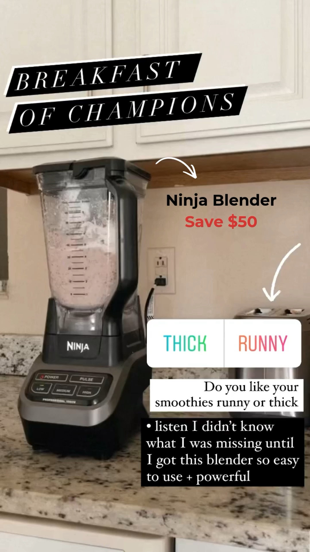 The Ninja Blender is a powerful kitchen essential for making smoothies, protein shakes, frozen drinks, and more. With strong blending performance and easy settings, it makes creating your favorite recipes simple. Currently on sale with $50 savings.   Ninja blender, smoothie blender, blender sale, kitchen appliances, smoothie maker, breakfast essentials, healthy smoothie recipes, protein shake blender, ice crushing blender, kitchen gadgets

#LTKHome #LTKSaleAlert #LTKSeasonal
