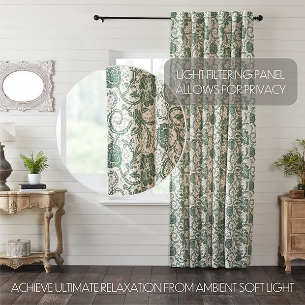 Cottage Charm Floral Curtain Panel 96 Inch Set of 2 | Antique Farm House