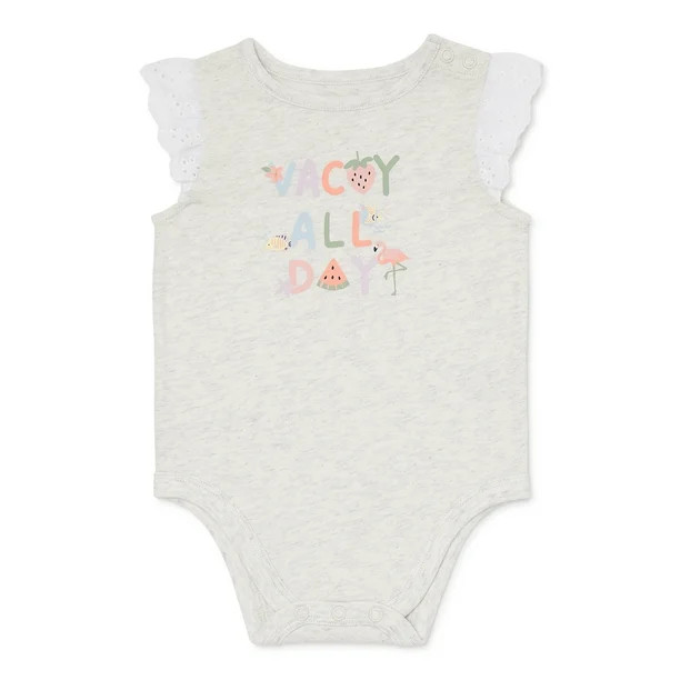 Garanimals Baby Girl Flutter Sleeve Bodysuit, Sizes 0-24M | Walmart (US)