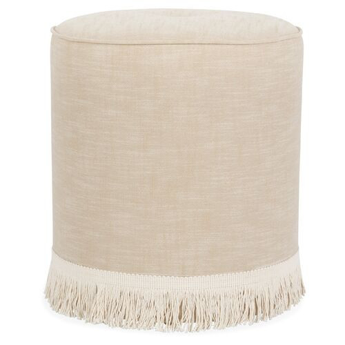 Dot Fringe Ottoman - Kim Salmela - Handcrafted - Ivory | Footstool, Footrest, Low Seat - Ideal Storage, Decor, Furniture | One Kings Lane