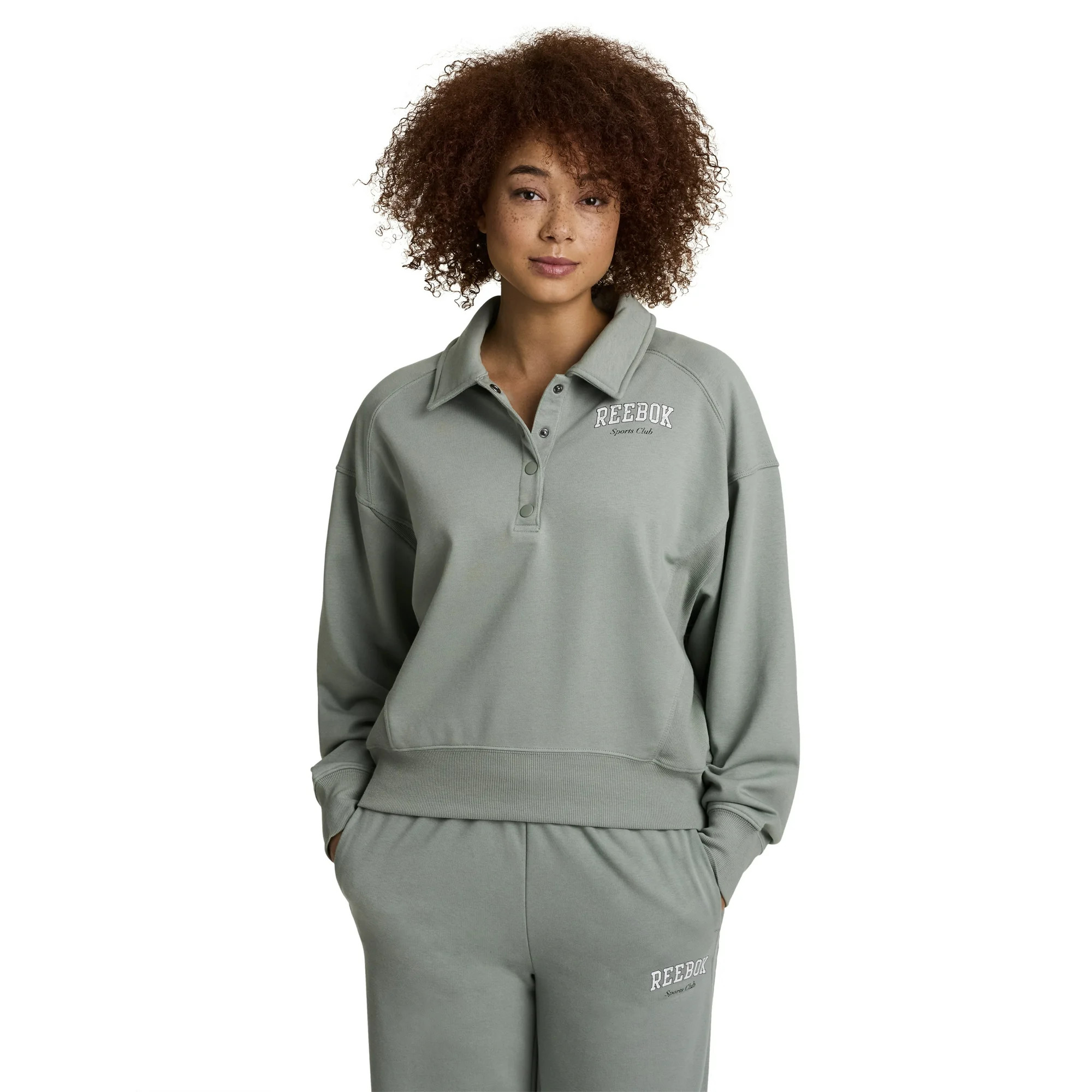 Reebok Women's All Seasons Oversize Polo Sweatshirt, Sizes XS–4X | Walmart (US)