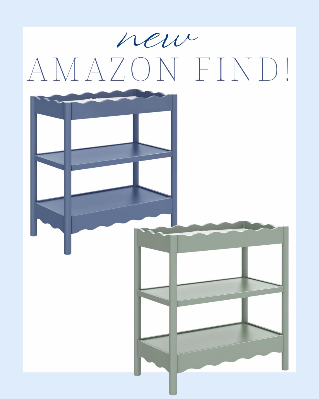 scalloped changing table! 

living room | bedroom | home decor | home refresh | bedding | nursery | classic home | traditional home | blue and white | furniture | spring decor | coffee table | southern home | coastal home | grandmillennial home | scalloped | woven | rattan | classic style | preppy style | grandmillennial decor | blue and white decor | classic home decor | traditional home | bedroom decor | bedroom furniture | dresser | blue chair | brass lamp | floor mirror | euro pillow | white bed | linen duvet | side table | rug | glassware | cups | plates | hosting | kitchen

#LTKBaby #LTKKids #LTKHome