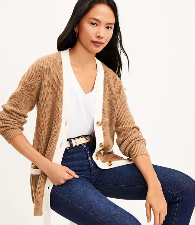 Tipped Boyfriend Cardigan | LOFT