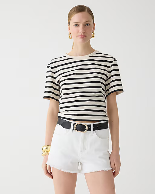 Relaxed denim short in white | J. Crew US