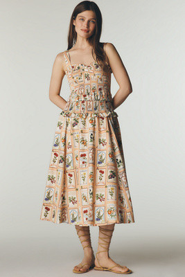 Avec Les Filles Smocked Ruffle Sleeveless Midi Dress | Anthropologie (US)