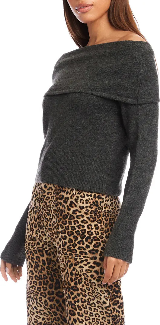 Monique Off the Shoulder Foldover Rib Sweater | Nordstrom