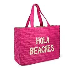 Hello Beaches Straw Beach Bags for Women | Straw Beach Tote | Beach tote bag | Beach Vacation Ess... | Amazon (US)